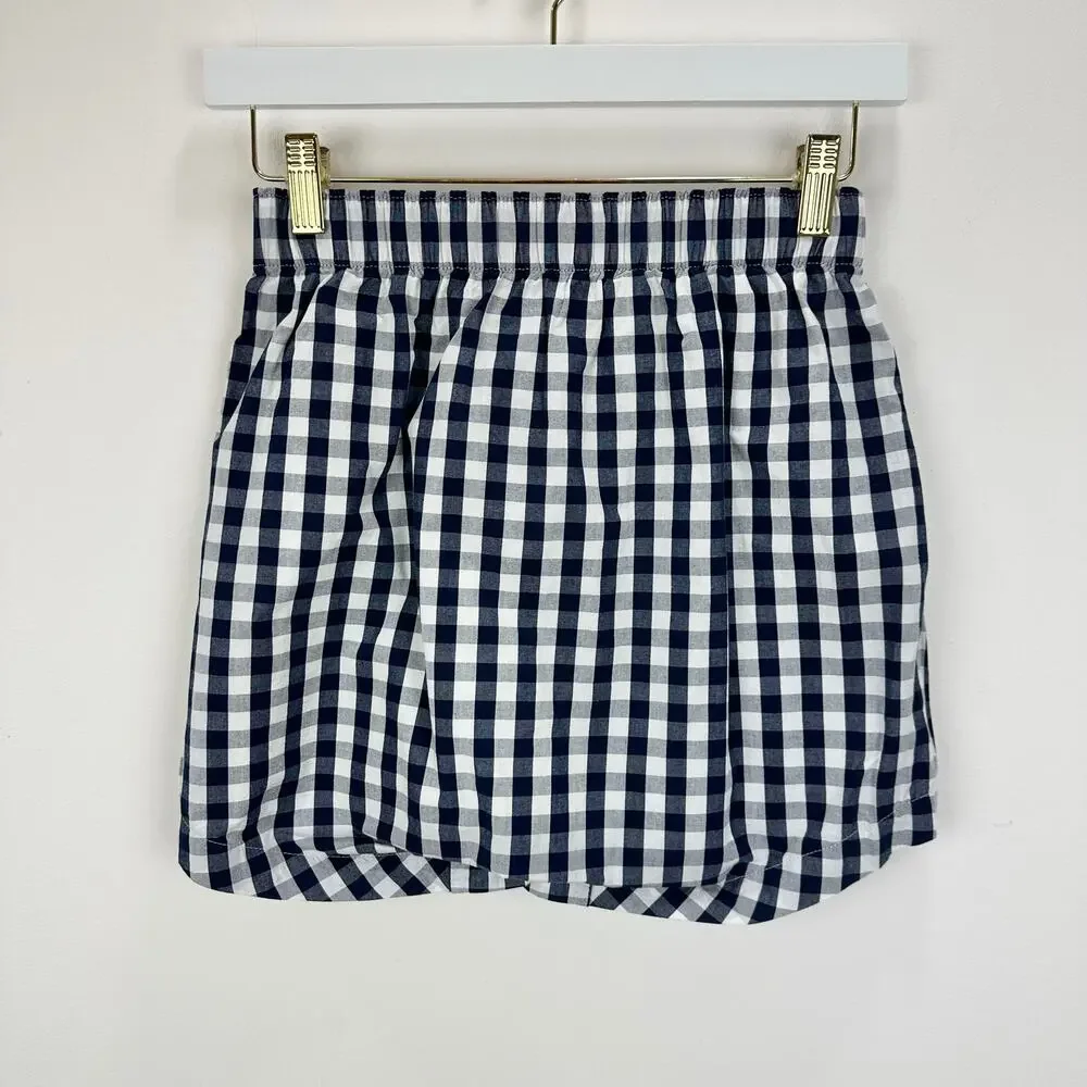 J.Crew Patterned Boxers Mens Gingham Navy Cotton Lounge Beach Sleep XS NWT